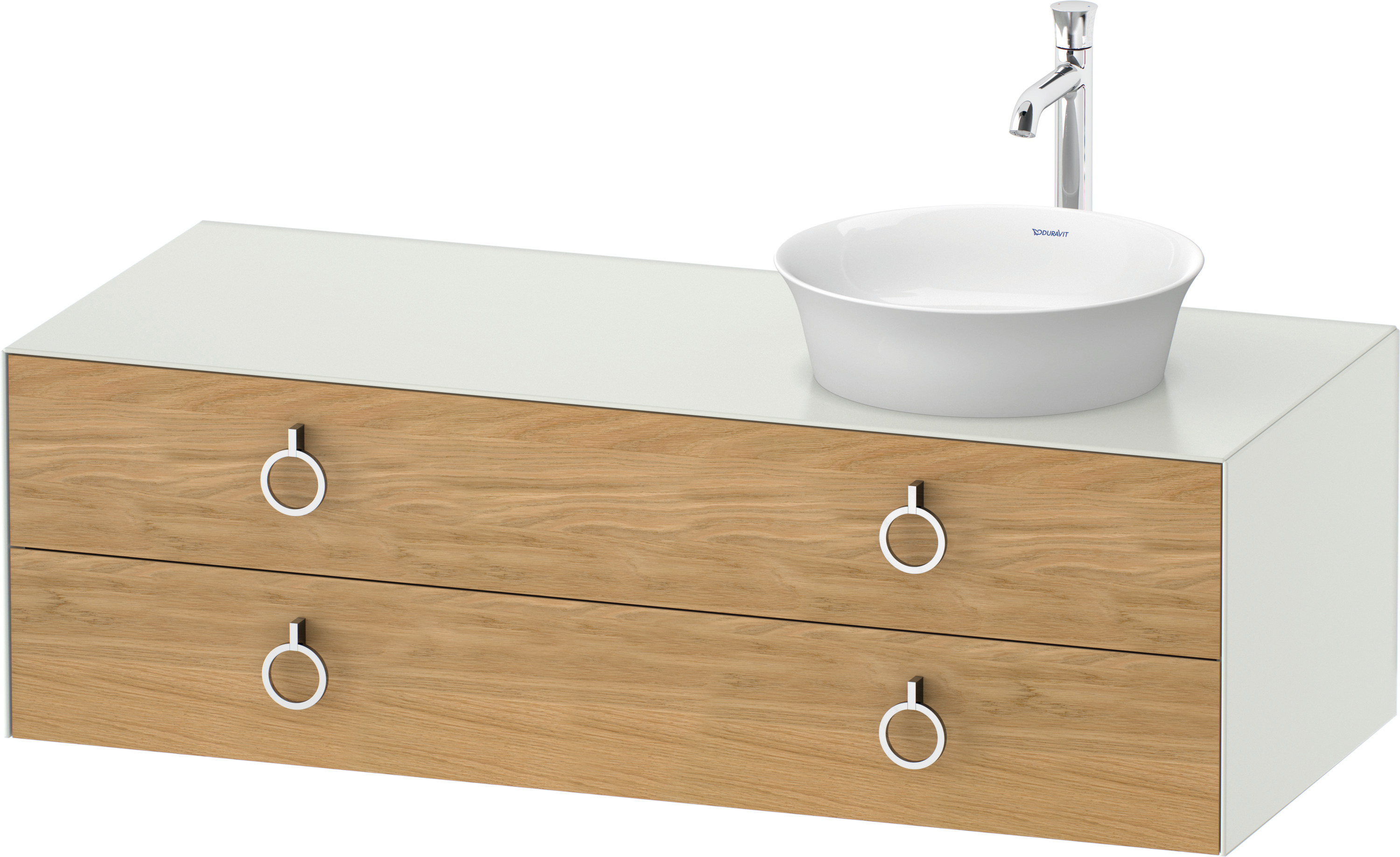 Duravit WTU wandh.White Tulip,2Schk.,m.Griff Aus.r,408x1300x550,Eiche N.M./Weiß Sdm.