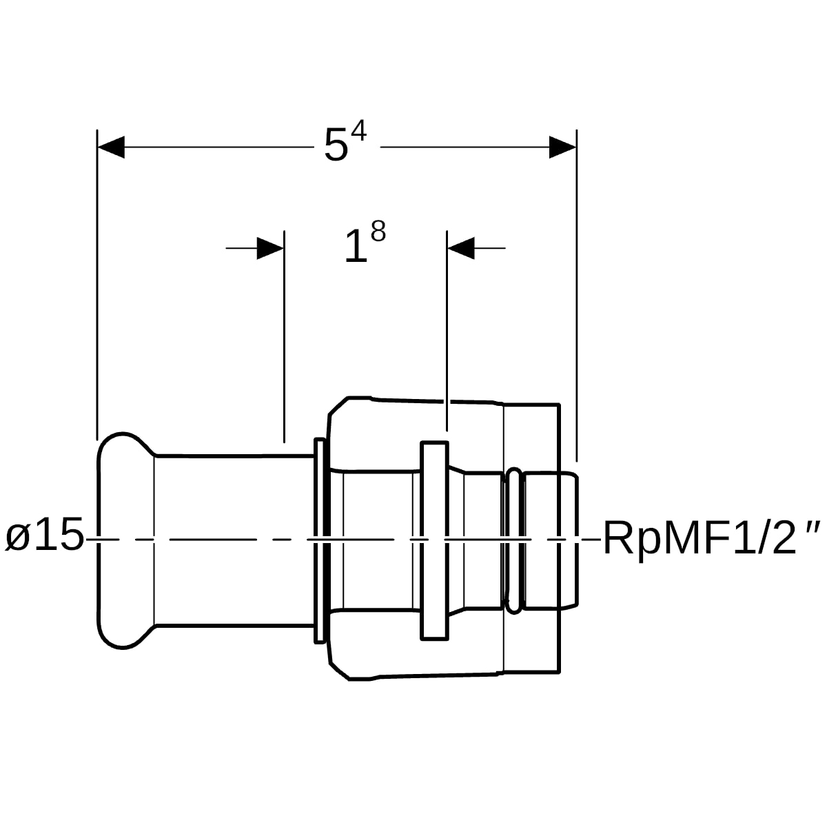 Geberit Mapress Übergang mit MasterFix Rg d15-MF20