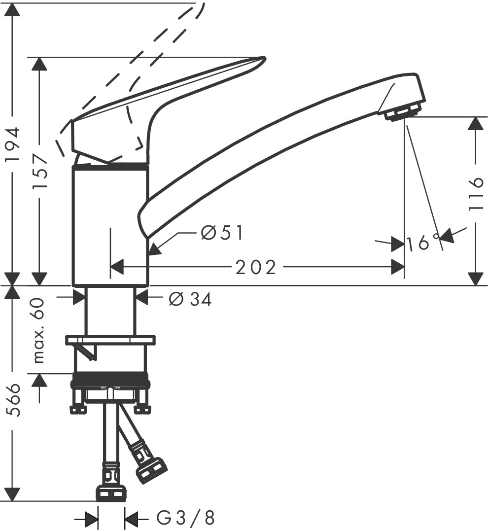 Hansgrohe Spültischmischer 120 Logis M31 1jet chrom