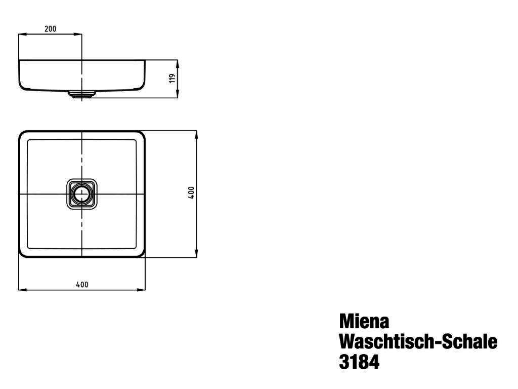KA WB MIENA WASCHTISCH-SCHALE Mod.3184, 400x400mm,alpinweiß matt,PEFF,oÜL