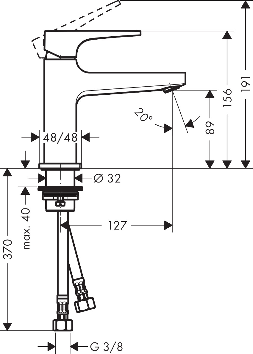 Hansgrohe Waschtischmischer 100 Metropol BBR kurzer Auslauf mit Push-Open Ablaufg.