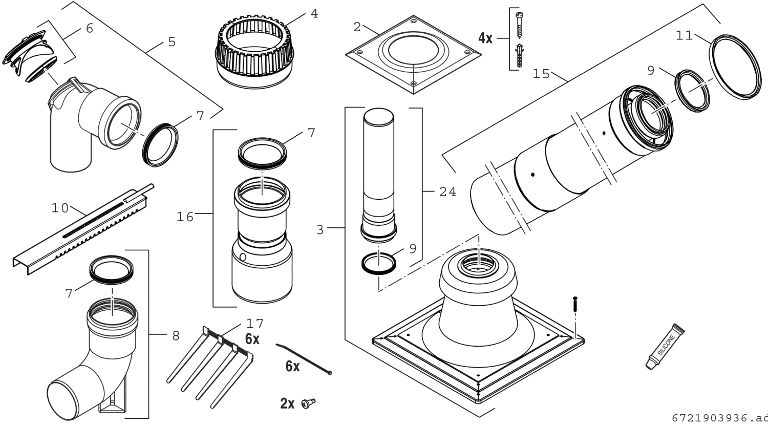 BOSCH Abgaszubehör FC-Set60-B53 Grundbausatz B53, d:60