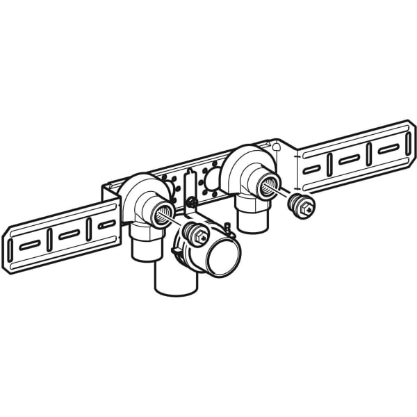 Geberit FlowFit Anschlusswinkel 90Gr vormontiert zweifach Rg+ d20-Rp1/2 AblRs