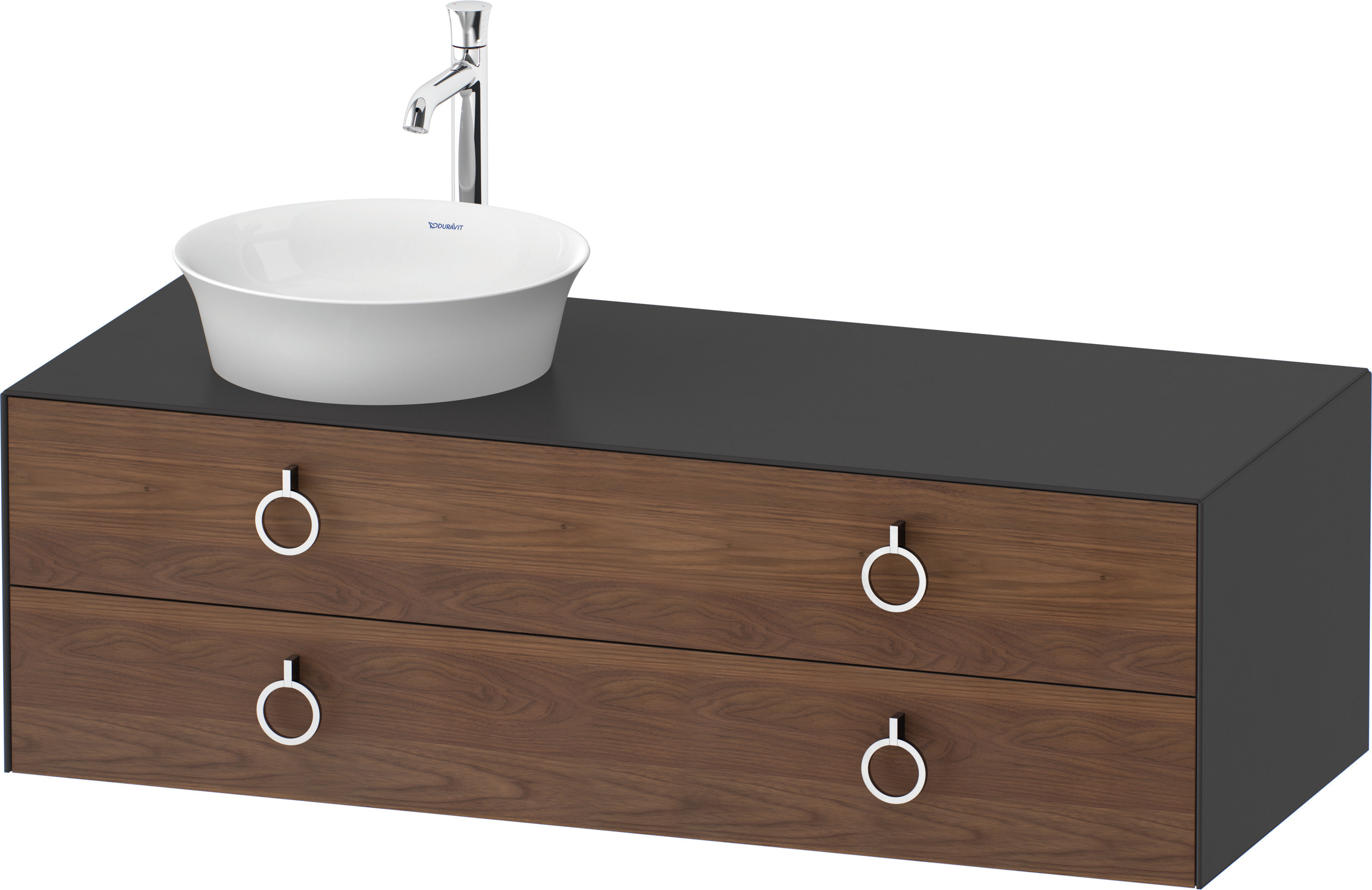 Duravit WTU wandh.White Tulip,2Schk.,m.Griff Aus.l,408x1300x550,A.Nussb.M./Graph.Sdm