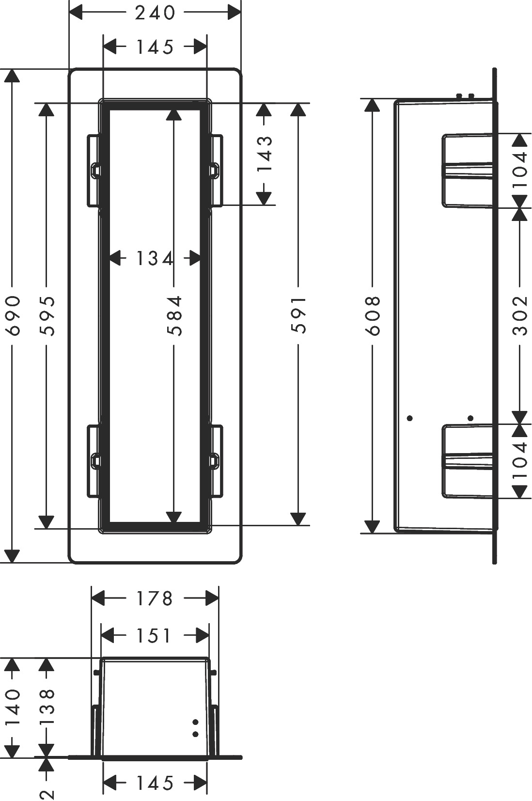 Hansgrohe Ein.Toilettenbürstenh.XtraStoris Rock m.Ablage u.befliesbarer Tür MSW