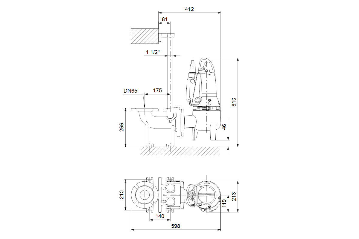 GRUNDFOS Abwasserpumpe Freistromlaufrad SLV.65.65.09.E.2.1.502