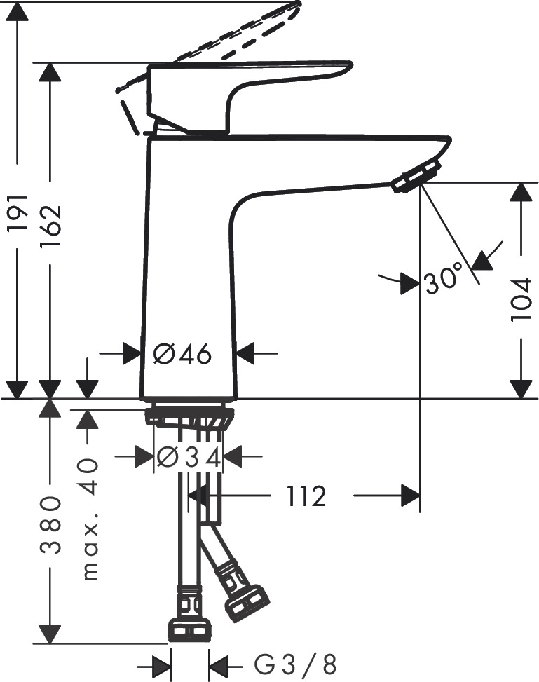 Hansgrohe Waschtischmischer 110 Talis E  mit Push-Open Ablaufgarnitur chrom