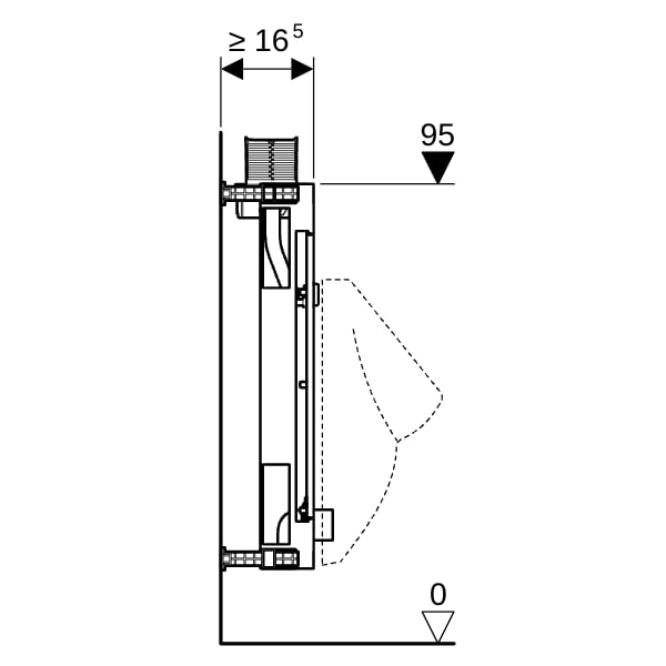 Geberit Kombifix Element für Urinal, 98 cm Universal, Betätigung von oben