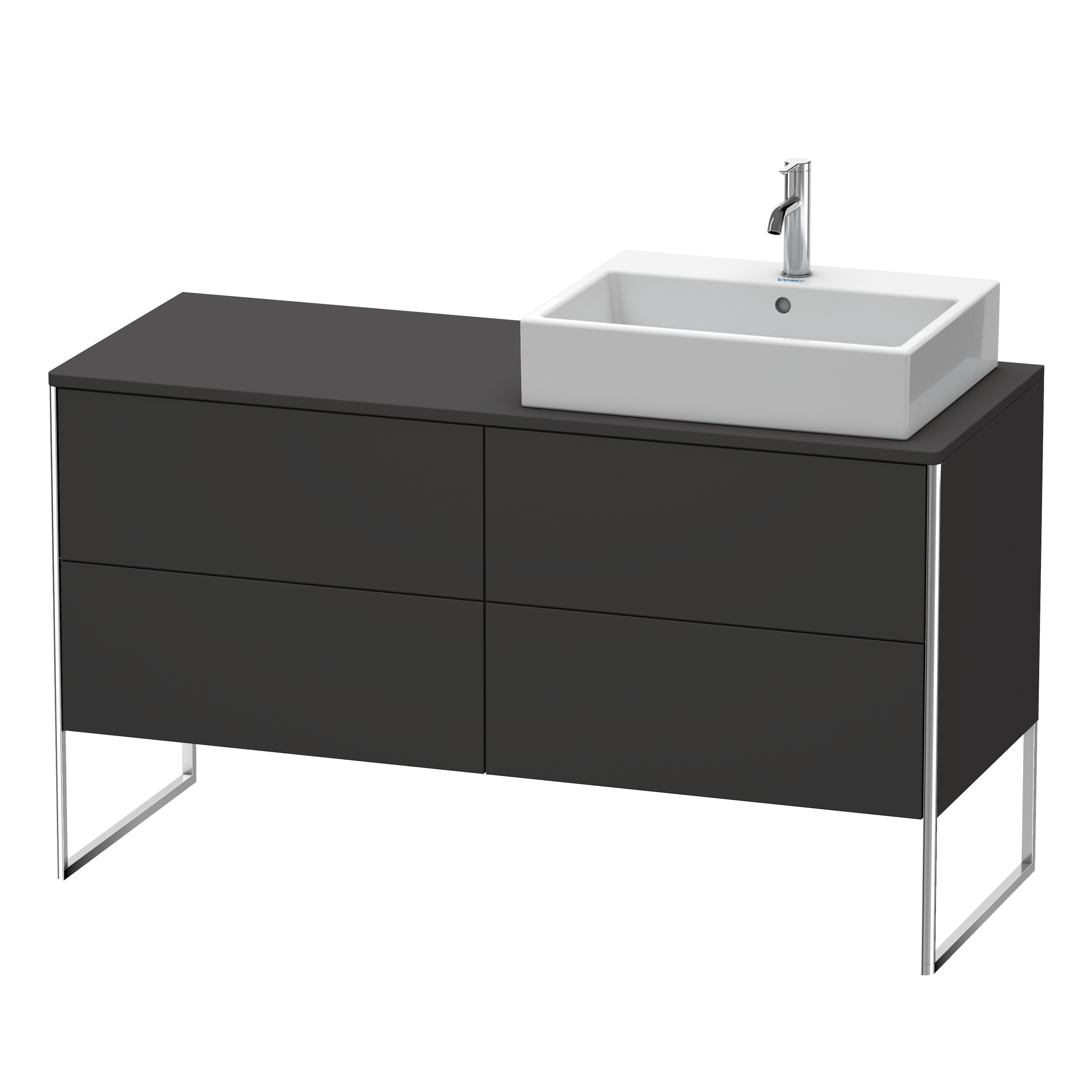 Duravit WTU XSquare 778x1400x548,bodenstehend Graphit Supermatt, 4 Schubk., Becken r.