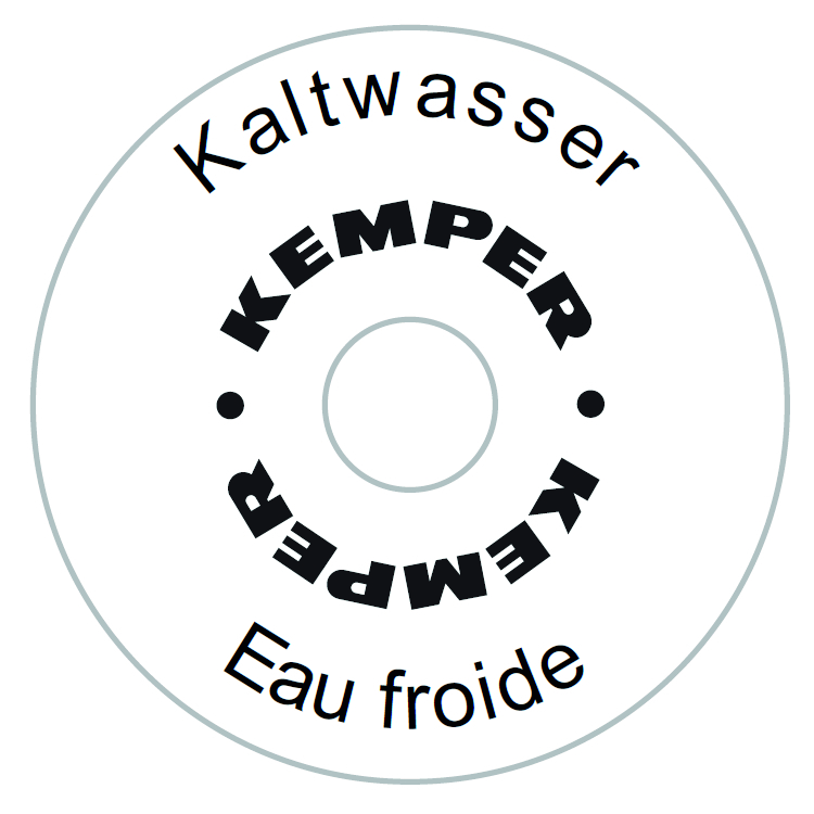 KEMPER Handrad-Bezeichnungsschild Warmwasser