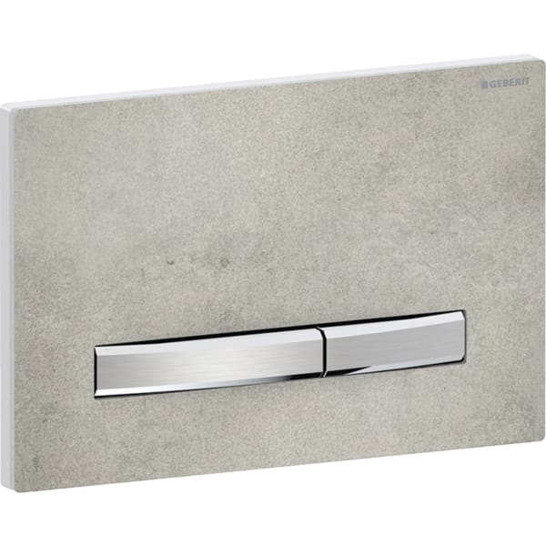 Geberit Sigma50 BetPl., eckig, 2-Mengen-Sp. chrom glänzend/Betonoptik/chr gebü., Etc