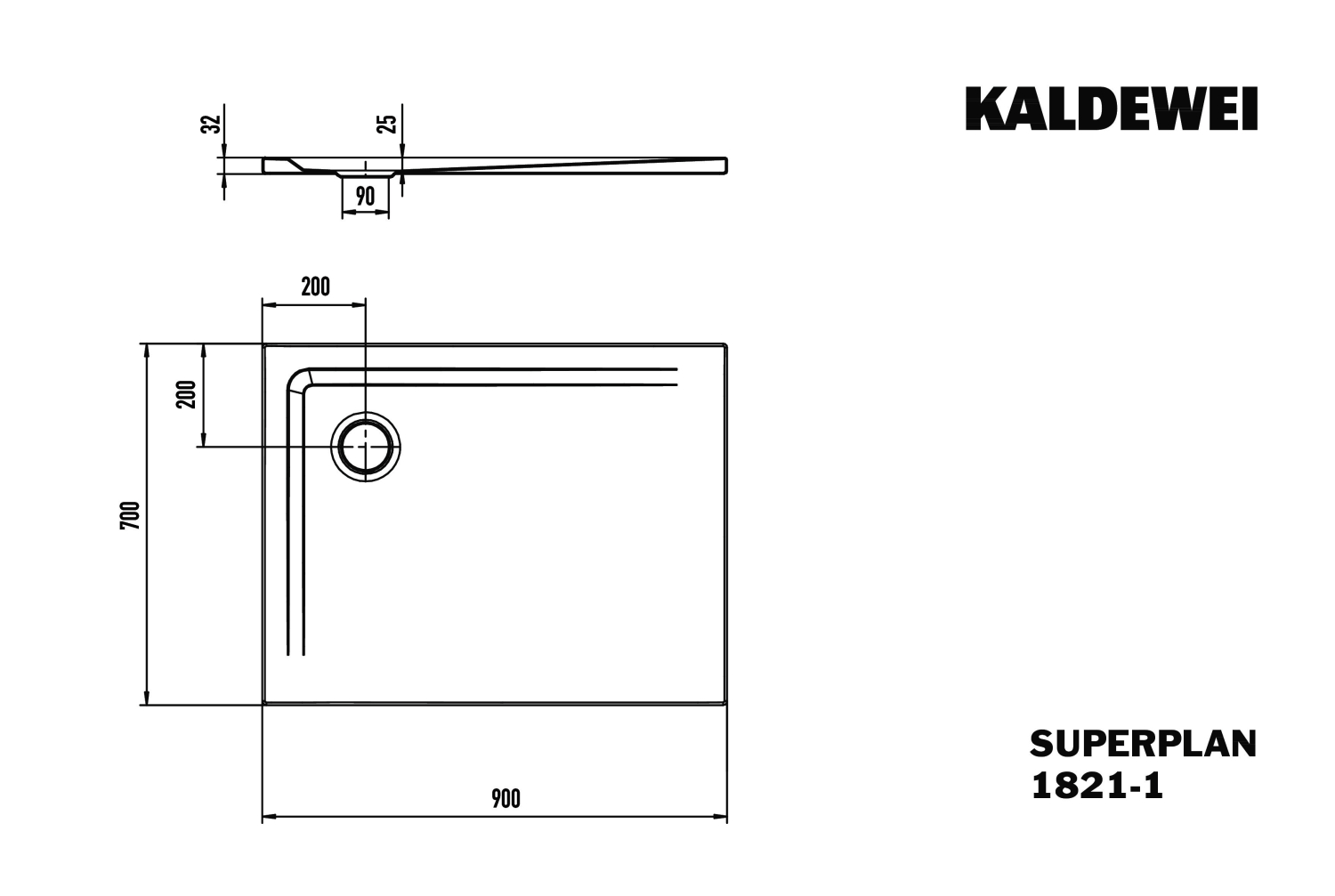 KA DW SUPERPLAN Mod.1821-1,700x900mm, schwarz matt 100