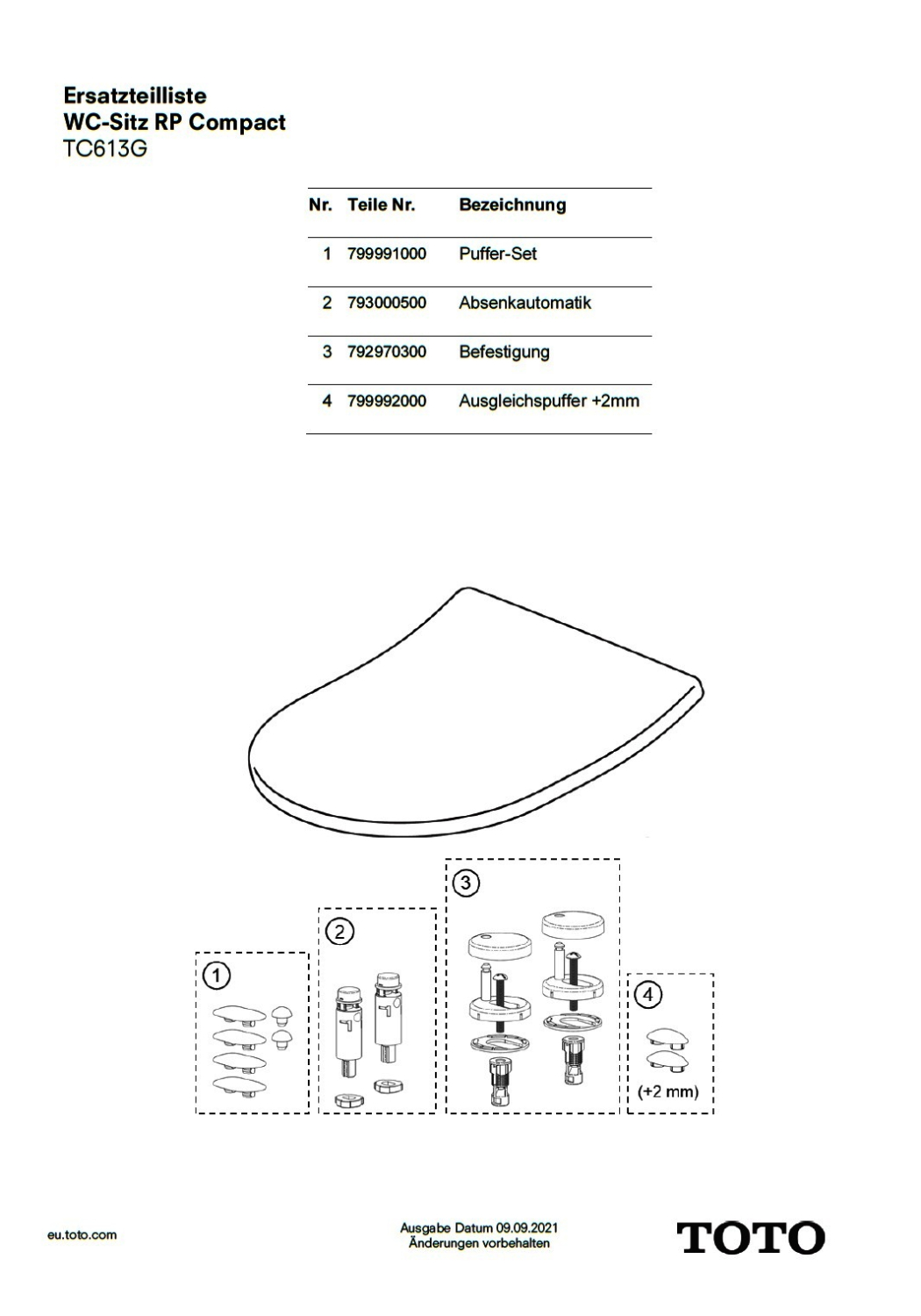 Befestigung Standard für WC-Sitz