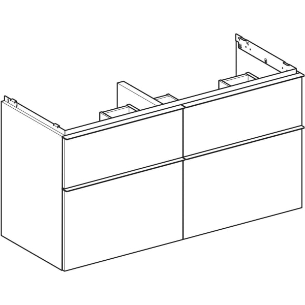 Geberit iCon Unterschrank für DWT, 4 Schubl. 118,4x61,5x47,6cm, Nussbaum hi./Gr. Lava