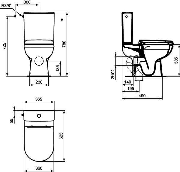 IS StandWC-Kombipaket Exacto,o.Spülrand, mit Softclosing, 365x620x780mm, Weiß