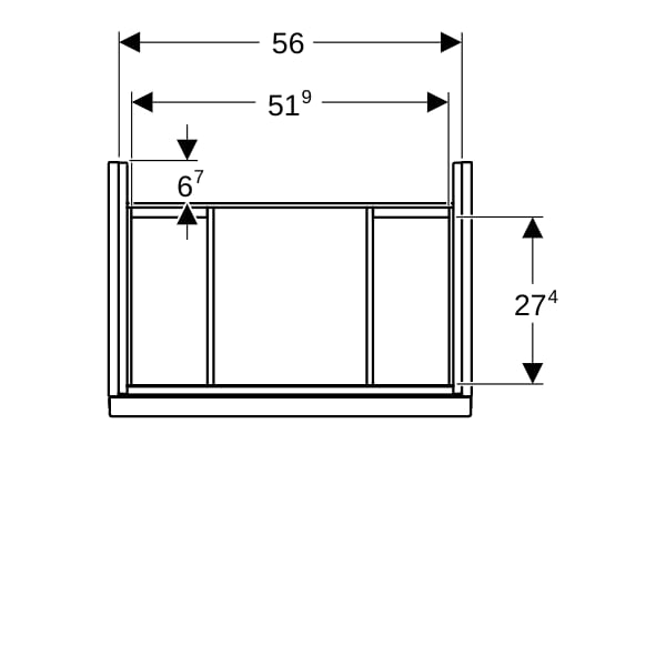 Geberit Acanto US für WT B:60cm, 1 Schubl. 1 i.Schubl., v.Ausl., lava matt/Gl. lava