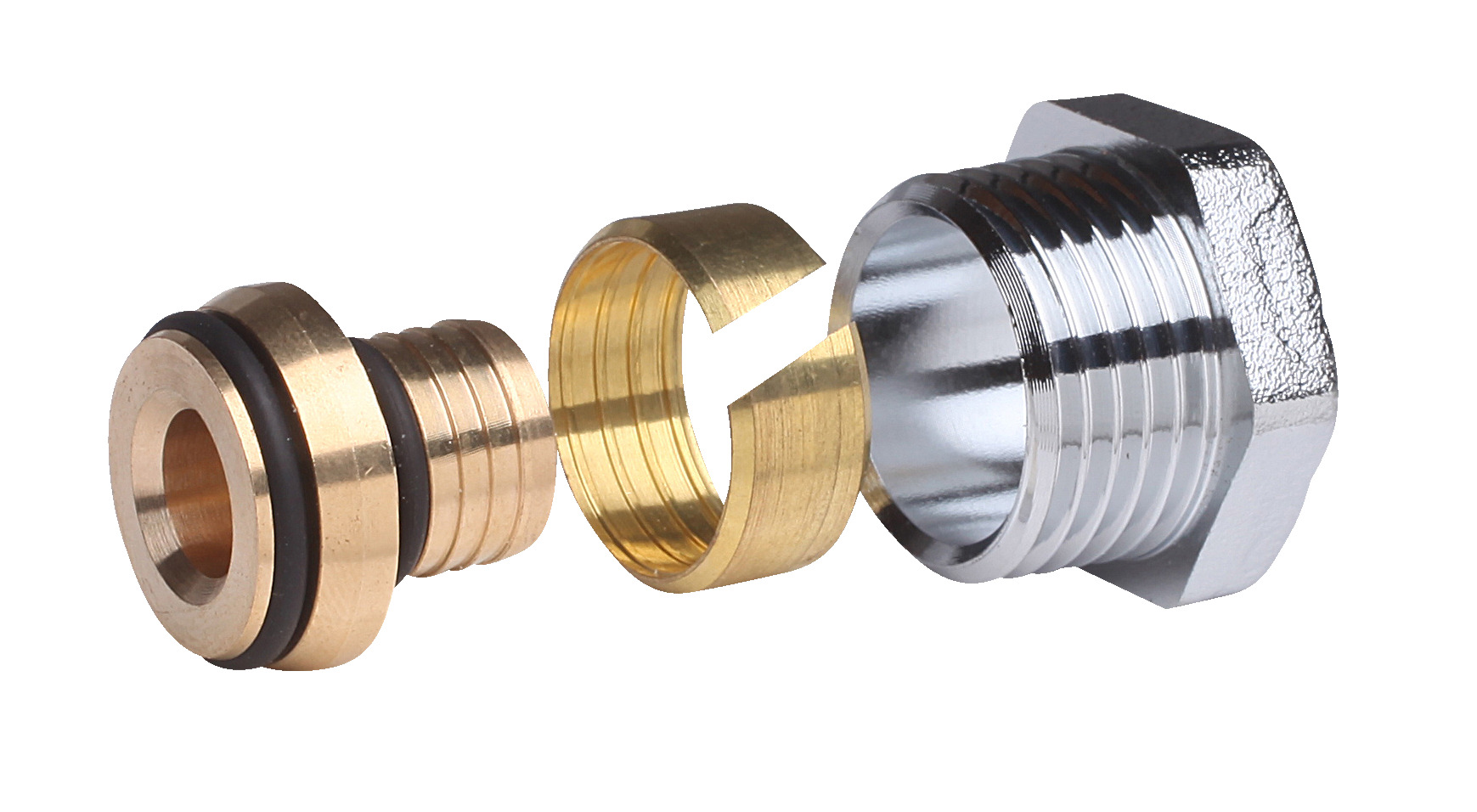 Danfoss Klemmverbinder R1/2AG auf 16x2 für Rohre aus Alupex, Chrom