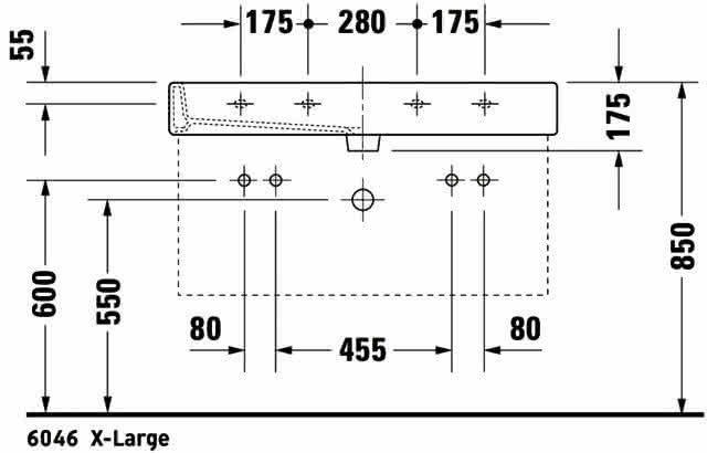 DU Waschtisch Vero 1000 mm m.ÜL, m.HLB, 2 HL,1 Becken, weiß