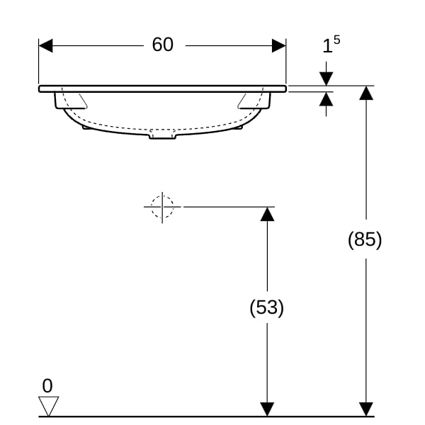 Geberit iCon Möbelwaschtisch 60x48cm ohne Hahnloch, ohne Überlauf, weiß