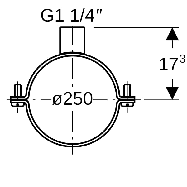 Geberit Rohrschelle mit Gewindemuffe G1 1/4 d250