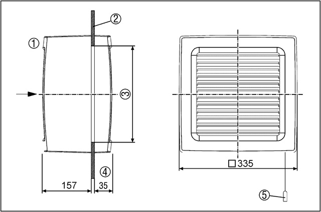 Maico Fensterventilator EVN 22 R Be- Entlüftung, elek. Klappe, DN225