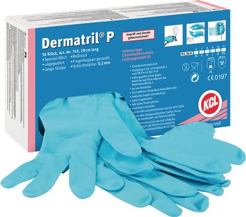 Einw.-Handsch.Dermatril P 743 Gr.10 blau Nitril 50 St./Box Einw.-Handsch.Dermatril P 743 Gr.10 blau Nitril 50 St./Box