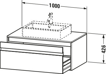 Duravit WTU wandhängend Ketho 550x1000x426mm 1 Auszug, für ASB mi., basalt matt