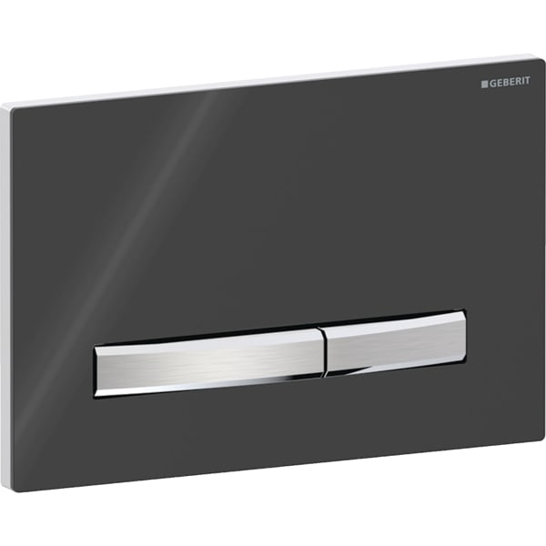 Geberit Sigma50 BetPl., eckig, 2-Mengen-Sp. chrom glänzend/schw. glzd/chr gebü., Etc