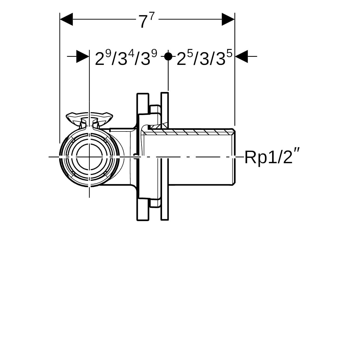 Geberit FlowFit Wanddurchführung 90Gr RG+ d16-Rp1/2-d16
