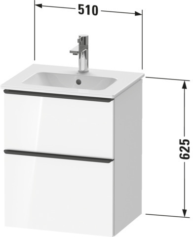 Duravit D-Neo WTU,Ausz:1,Schubk:1,GR:Dia.Schw 510x402x625mm,Wandh,Eiche Marm.,Dekor