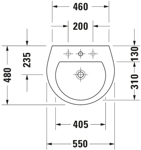 DU Waschtisch Darling New 550 mm mit ÜL, mit HLB, 1 HL, weiß WonderGliss