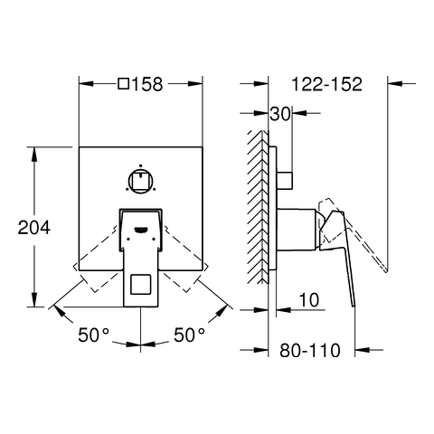 GROHE Einhandbatterie Eurocube 24094 FMS für 35604 3-Wege Umstellung supersteel