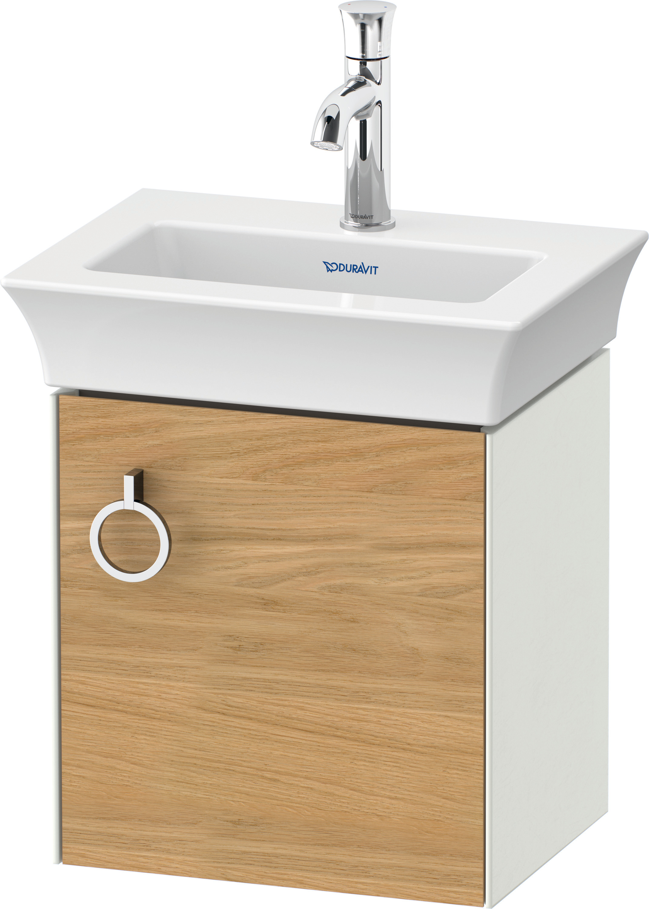 Duravit WTU wandh. White Tulip,1 Tür m.Griff 410x384x298,TA r.,Eiche N.M./Weiß Sdm.
