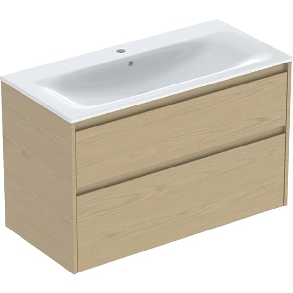 Geberit Renova Plan Set MWT mit US, 2 Schubl. 100x62,1x48cm, Eiche natur