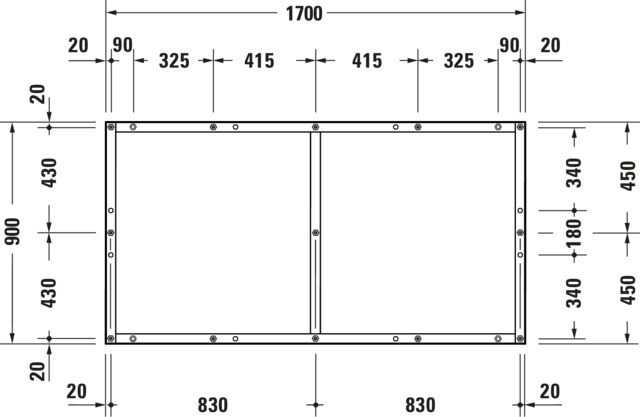 Duravit Fußgestell für Duschwanne Tempano 1700x900mm