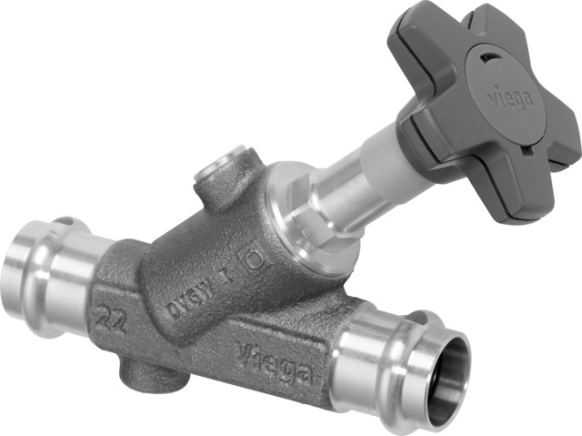 Viega Schrägsitzventil mit SC Easytop 2237.5 in 42mm Rotguss