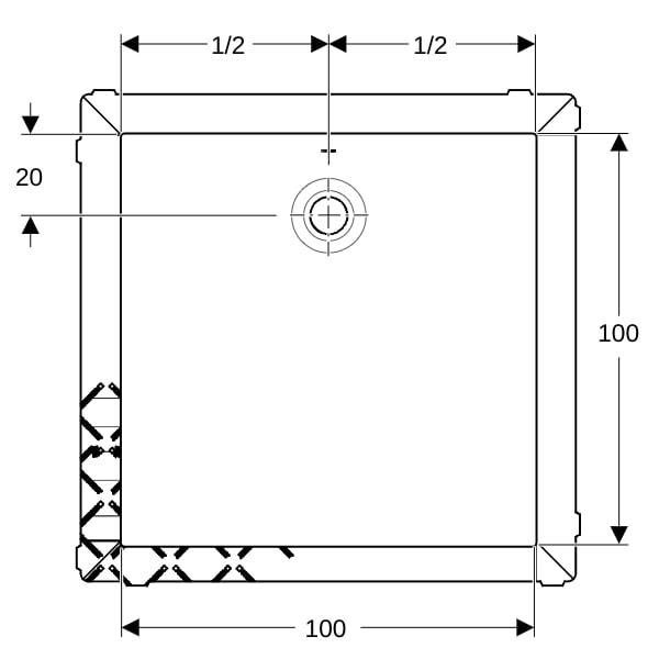 Geberit Olona Duschwanne 100 x 100 cm quadratisch, mit Dichtvlies, weiß matt
