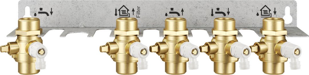BOSCH Zubehör für Wohnungsstationen Montageplatte F7002 S FWM, 5 Kugelhähne