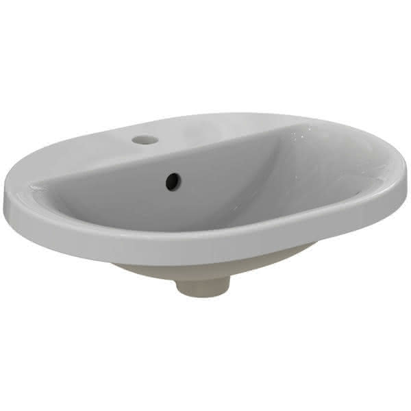 IS Einbauwaschtisch Connect, oval, 1Hl., m.Ül., 550x430x175mm, Weiß