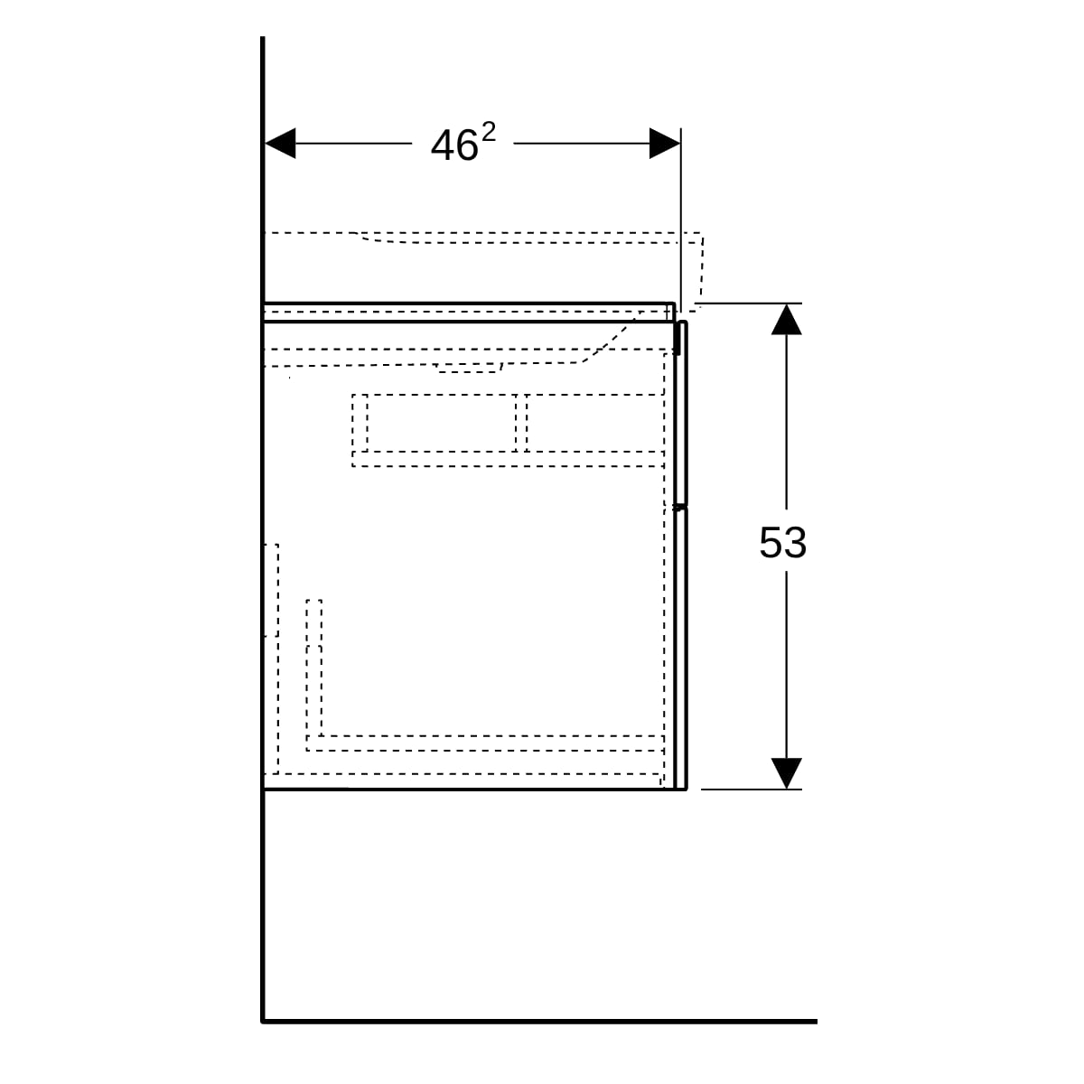 Geberit Xeno2 Unterschrank f. WT m. Ablg. re m. 2 Schubl., 88x53x46,2cm, weiß