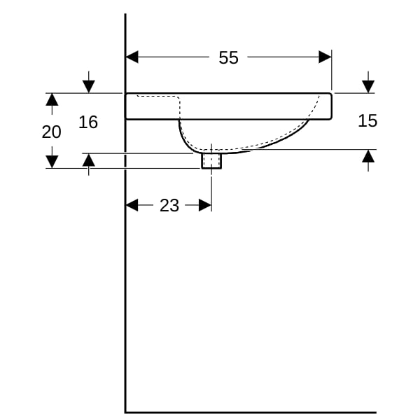 Geberit Preciosa Doppelwaschtisch, 130x55cm m. Hl., m. Ül., weiß, KeraTect