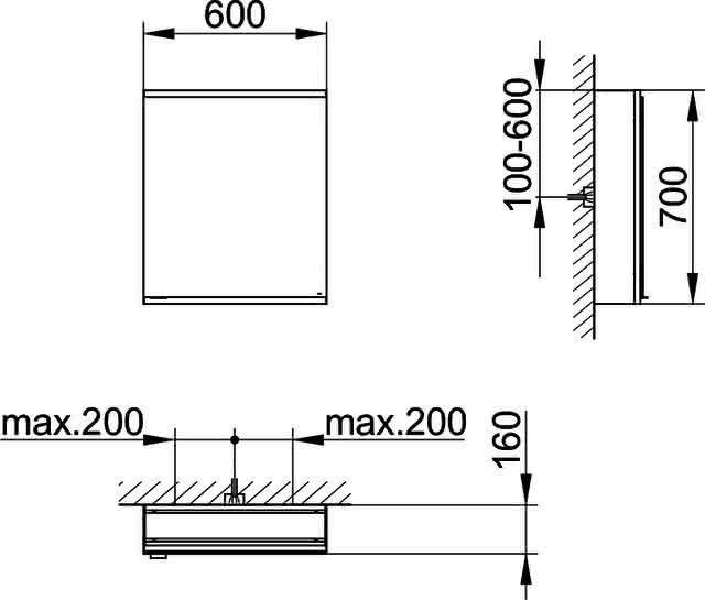KEUCO Royal Modular 2.0 SPS, bel. 80011, Vorb,1Steckd,sb-elox,600x700x160mm