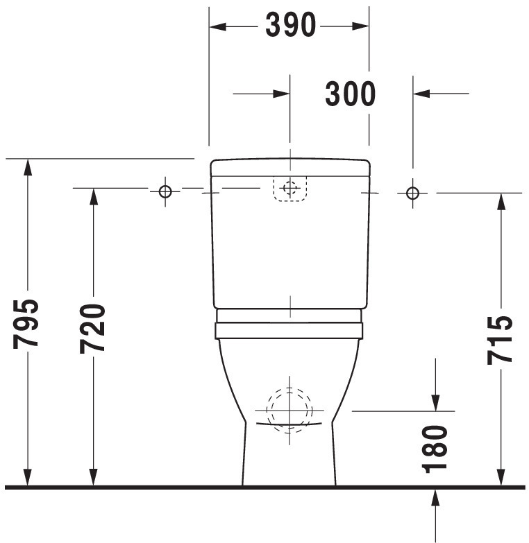 DU Stand-WC Kombi Starck 3 655 mm Tiefspüler, f.SPK, Abg.Vario, weiß WG