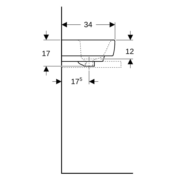 Geberit Renova Plan Aufsatz-HWB 45x34cm mit Hahnloch, mit Überlauf, weiß