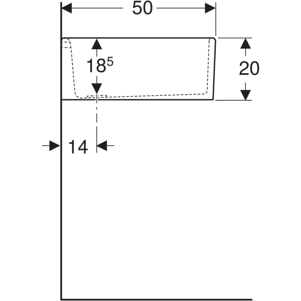 Geberit Publica Mehrzweckbecken ohne Überlauf 70x20x50cm, weiß