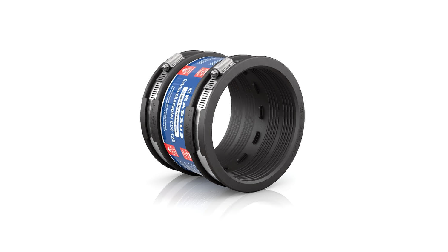 CR Schlauchadapter Typ 1 CDC 125 (110-125mm), bis 0,6 bar, EPDM / V2A CR Schlauchadapter Typ 1 CDC 125 (110-125mm), bis 0,6 bar, EPDM / V2A