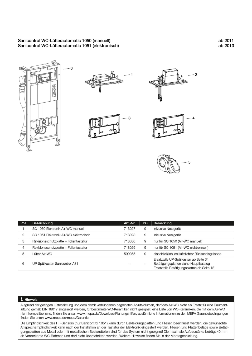 nextVIT Air-WC-Element Typ A31 SBH 120 Lüfter Automatisch