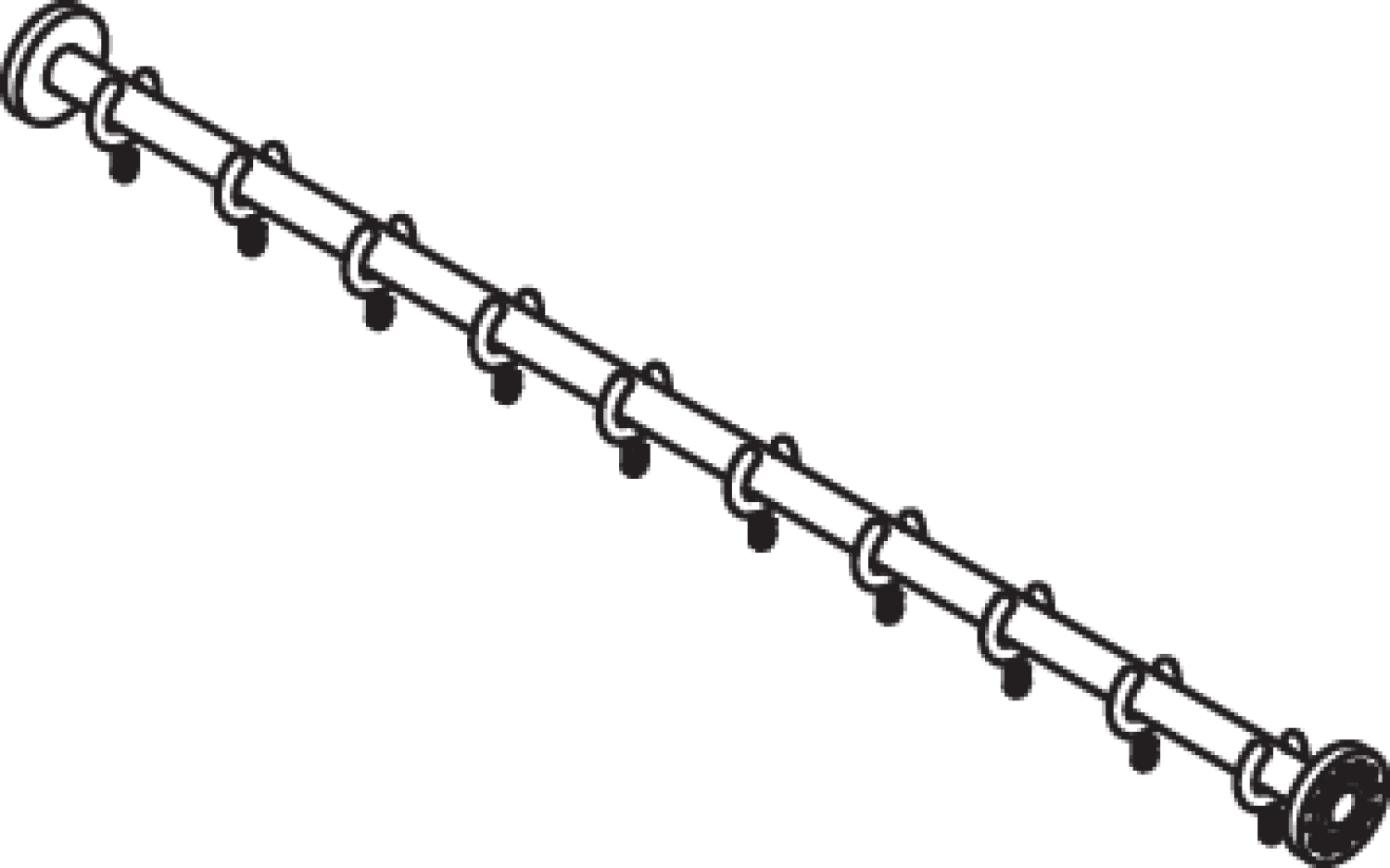 HEWI VH-Stange, d:25, L:1000, 10 Ringe, chrom