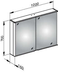 KEUCO Spiegelschrank Royal Match 12803, silber-eloxiert, 1000 x 700 x 160 mm