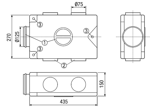 Maico Luftverteiler MF-V75 4 Anschlüsse DN75